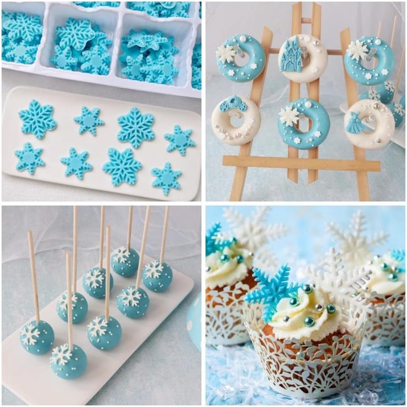 AMBESTEE 4 Pieces 3D Snowflake Silicone Mold Winter Snowflake Fondant Silicone Mold for Cake Cupcake Decoration Polymer Clay Crafting Projects - Image 3